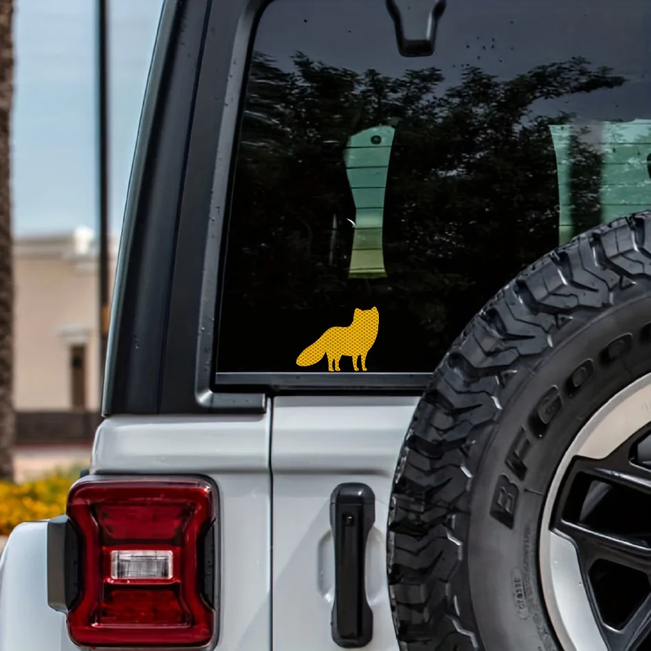 

1Pc Fox Silhouette Reflective Sticker Night Safety Warning Decal Cool Animal Design for Car Rear Trunk