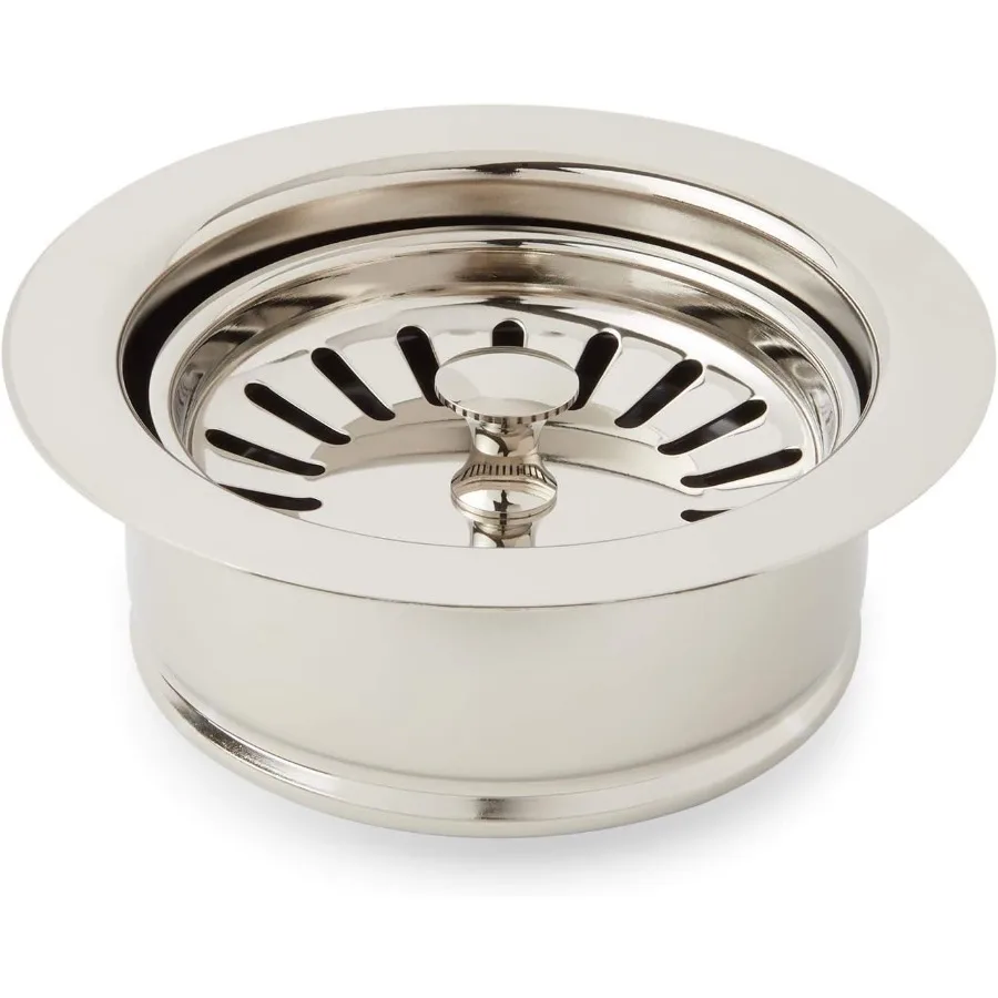 

446667 41 2 Garbage Disposal Flange with Stopper for Sinks up to 5 8 Thick Polished Nickel Ideal for Kitchen Sink Installations
