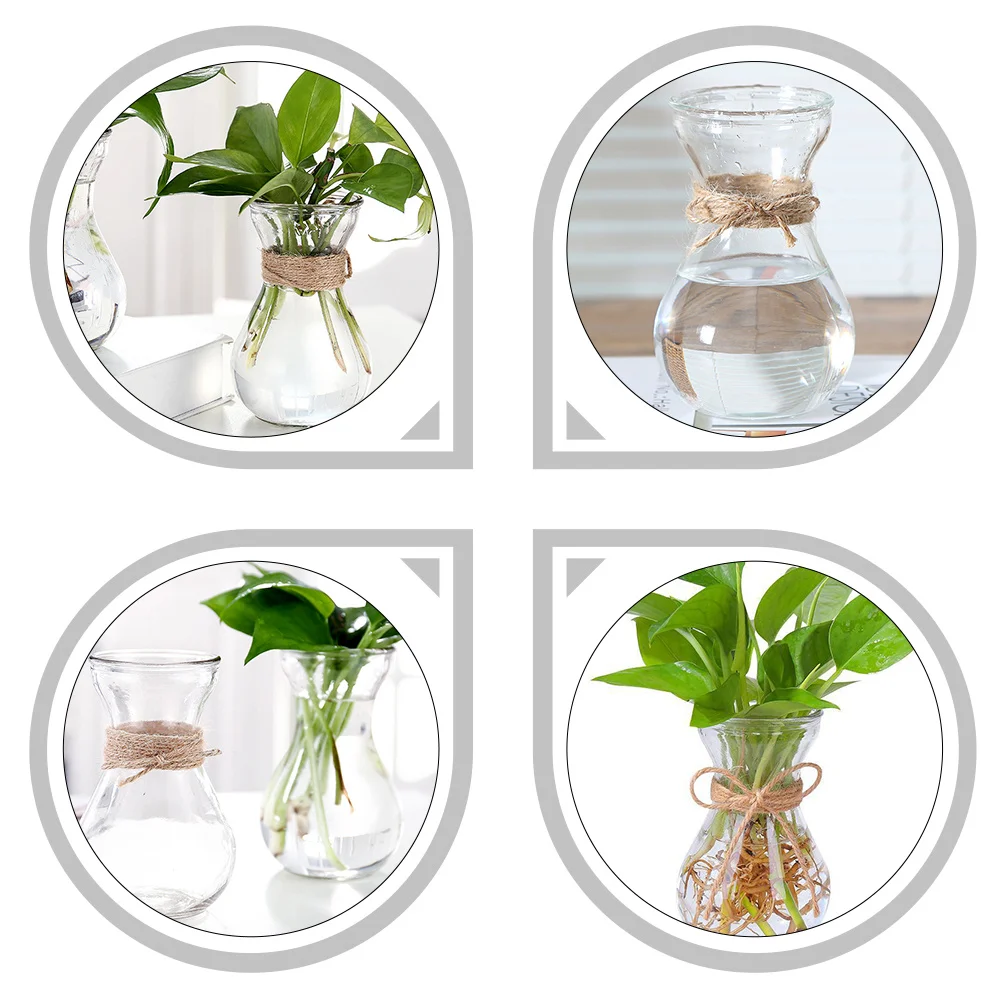 

4Pcs Premium Glass Vase Beautiful Exterior Design Ideal for Home Office Flower Holder Gift Glass Vase Plant Holder