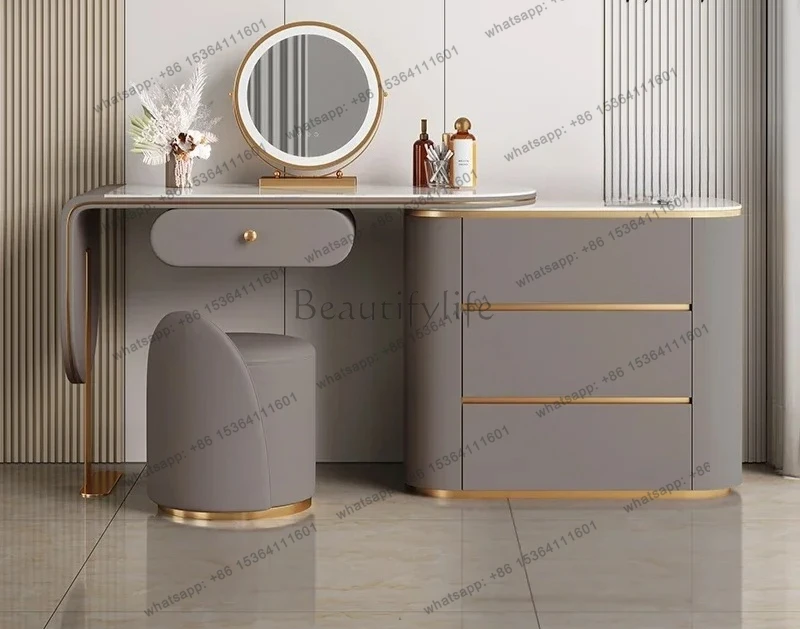 

LXMirror Lights Chair Vanity Table Stool Bedroom Makeup Modern Luxury Dressing Table Storage Drawer Penteadeira