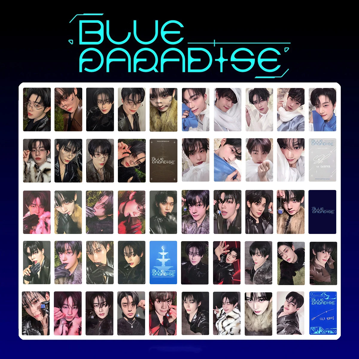 

9Pcs/Set Kpop ZB1 BLUE PARADISE Album New Photocards List SEEK HIDE AM Ver Selfie Cards Zhanghao Hanbin Yujin ZEROBASEONE Gifts