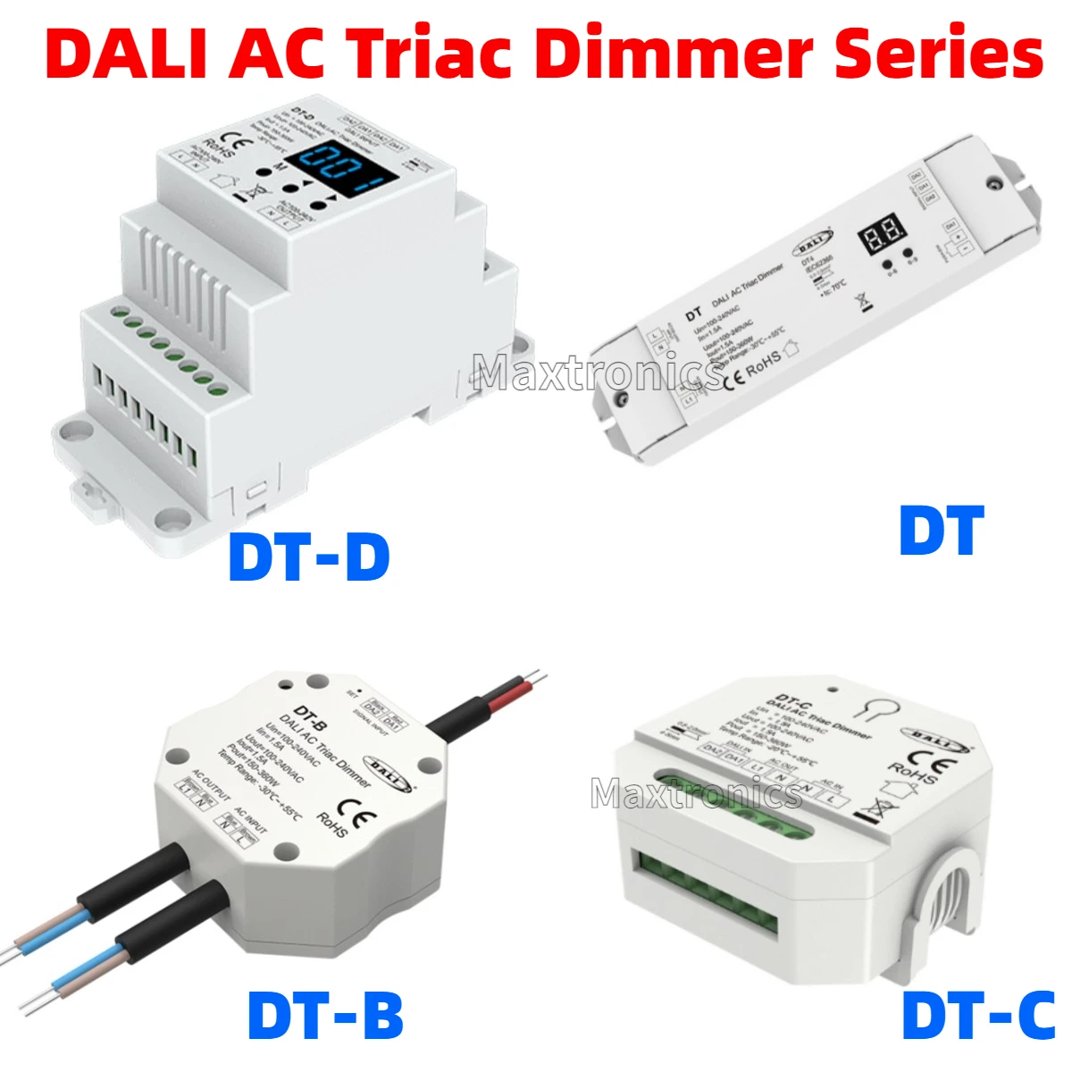 AC100-240V DALI AC Triac Dimmer Series DT/DT-B/DT-C/DT-D 1CH*1.5A for Single Color Dimmable LED Light Incandescent Lamps Switch