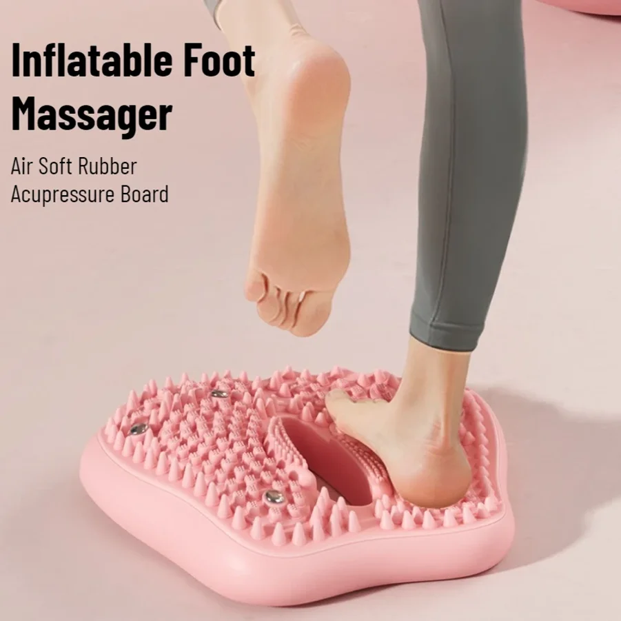Anti-slip Acupressure Foot Massager Pad Inflatable Foot Massager Strong Suction Cups Foldable Portable Drainage Holes