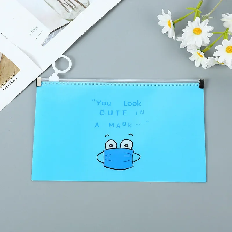Cartoon Zipper Storage Bag para estudante, Saco de informações PP, Zipper File Bag