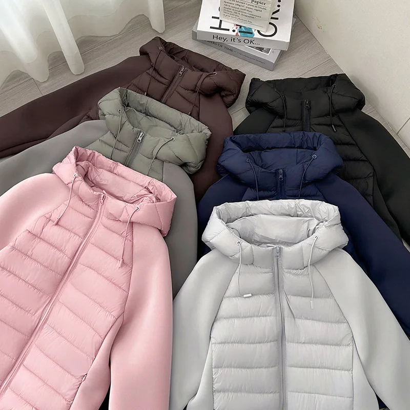 2025 Autumn New Style Slim-Fit Patchwork Cotton Jacket, Women's Lightweight Comfortable Casual Versatile Hooded Warm Jacket