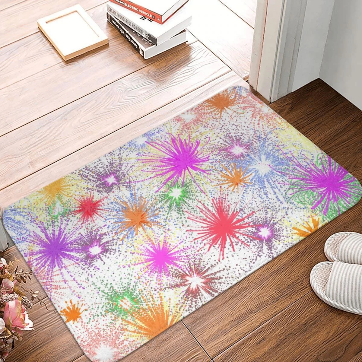 Pattern Painting Non-slip Doormat Living Room Mat Stars Fireworks Blooming Colors Hallway Carpet Welcome Rug Bedroom Decorative