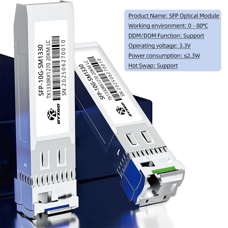 وحدة بصرية BIDI LC 10G SFP لـ Cisco/Mikrotik/Ubiquiti، جهاز التوجيه/التبديل التكيفي SFP + وحدة، جهاز الإرسال والاستقبال SM SFP من سبائك الزنك