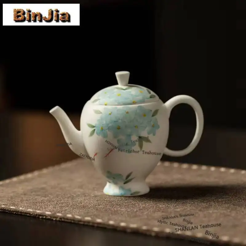 140ml Hand-painted Blue Flowers Teapot Boutique Tea Infuser Pot Household Tea Maker Kettle With Ball Hole Green Tea Cha Craft