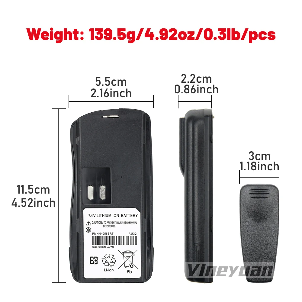 PMNN4046 Walkie Talkie 2000mAh Li-ion Battery for Motorola GP2000, GP2000S,GP2100, P020, P030, CP125, VL130, AXU4100, AXV5100