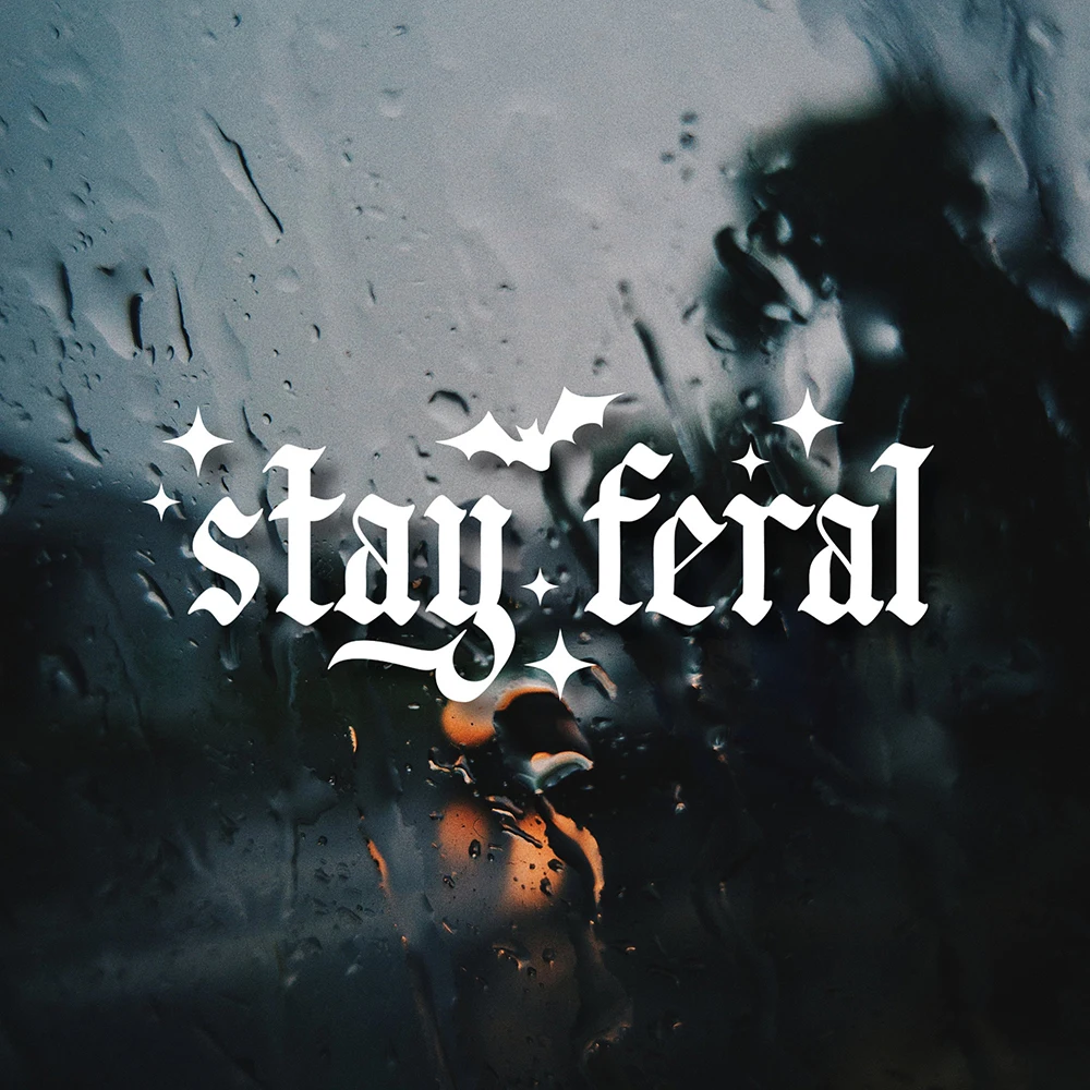 Stay Feral Car Decal, Spooky Witchy  Goth Car Decor Accessories Windows Bumper Stickers Vinyl Waterproof