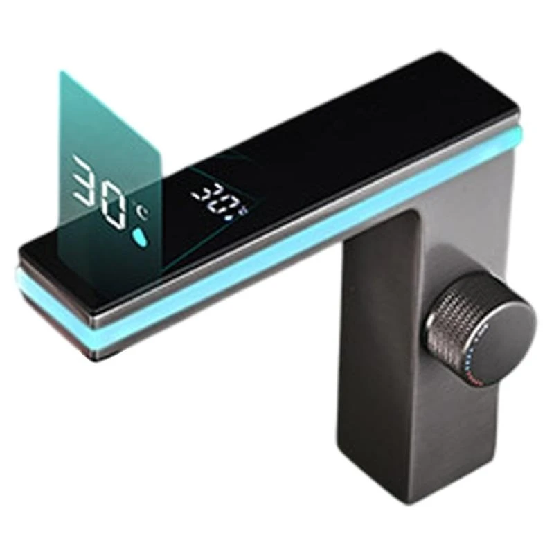 

652F Bathroom Sink Faucet with LED Temperature Display Hot Cold Water Mixer Tap Deck Mounted Washbasin Tap Simple Installs