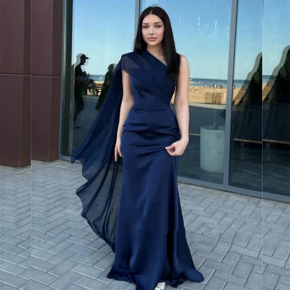 

Customized Formal Jersey Pleat Trumpet One-shoulder Long Dresses Bespoke Occasion High Quality Exquisite