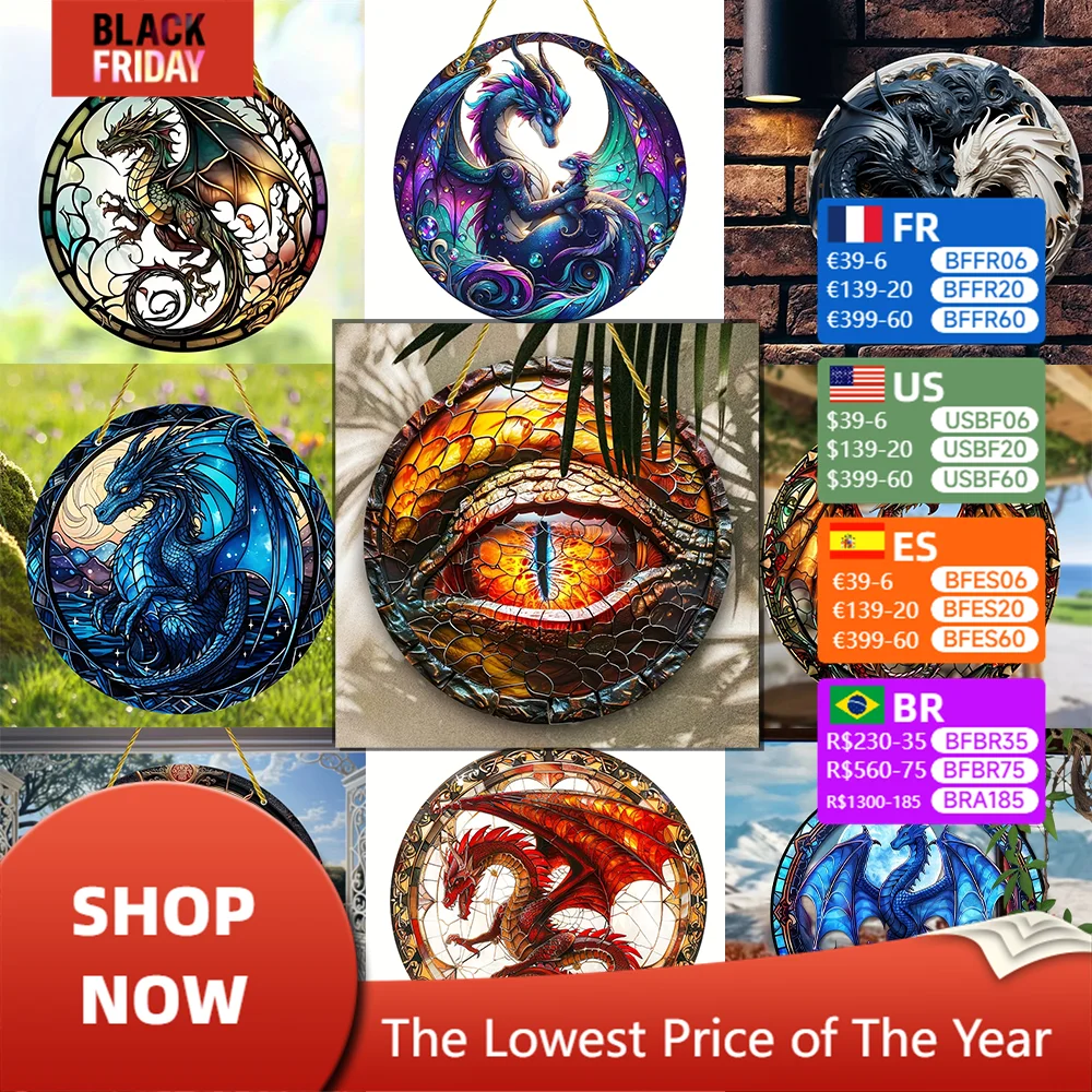 

Super Dragon Element Pattern Sun Catcher Acrylic 2D Flat Decorative Board-Suitable for balcony, window, home, bar, door, garden