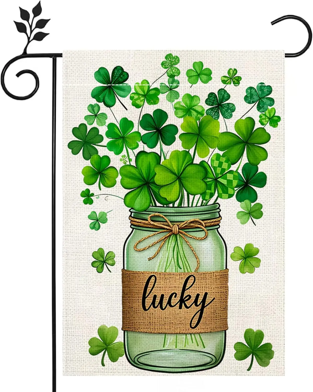 St Patricks Day Garden Flags 12×18 Inch Double Sided Irish Green Mason Jar Lucky Shamrock Yard Seasonal Clover Outdoor Decor EEZ