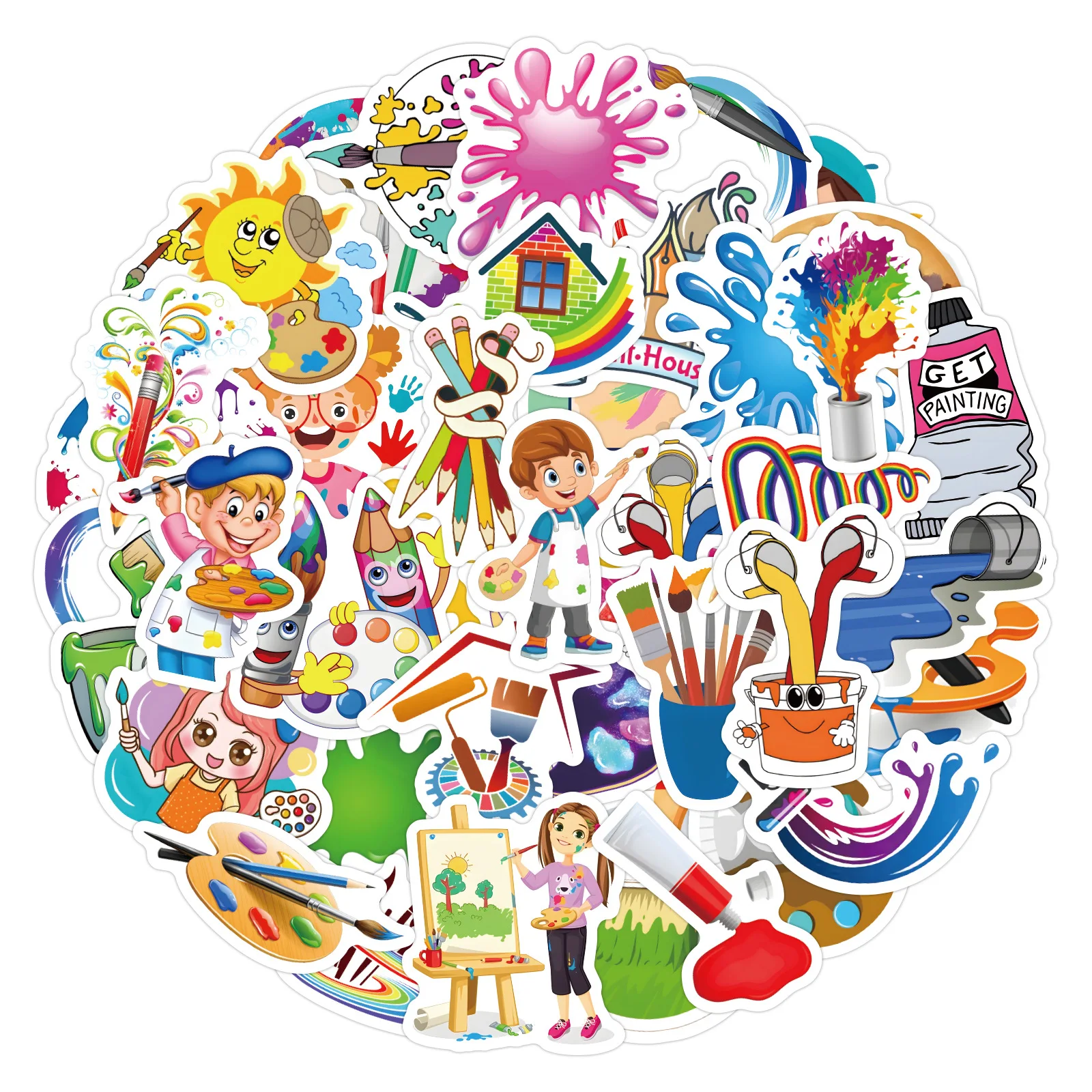 10/30/60PCS Children Art Drawing Cartoon Stickers DIY Phone Laptop Luggage Skateboard Graffiti Decals Fun for Kid Gift