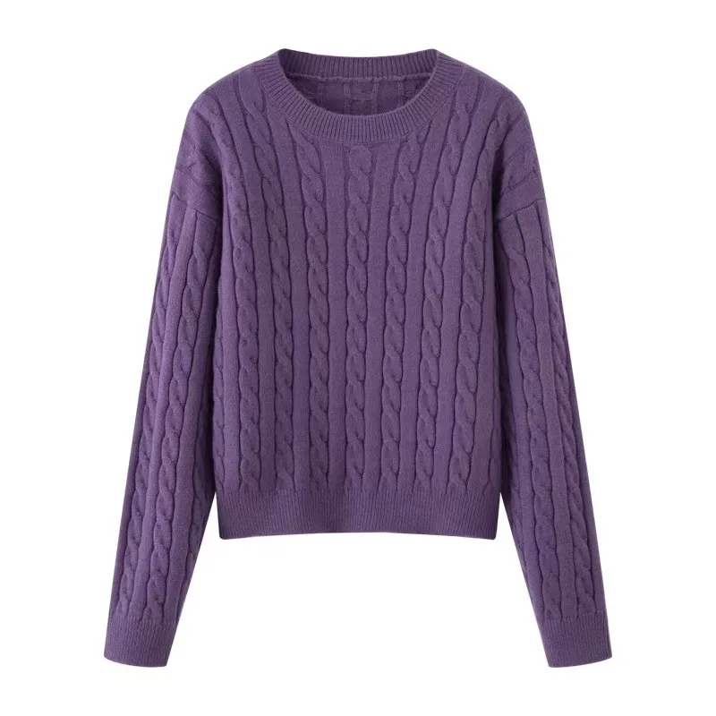 

В наличии 222, осенний новый элегантный универсальный модный вязаный фиолетовый пуловер для женщин 5FB134231