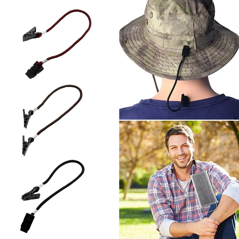 6 Pieces Simple Hat Clip Anti-lost Hat Shirt Clip Cap Retainer Outdoor Hat Strap Windproof Clip Cord Rope for DAILY Wear