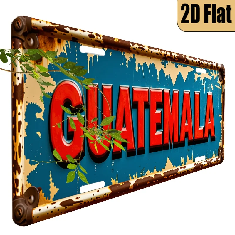 A 2D Flat Decorative Item, a Vintage-Style Aluminum License Plate Themed 