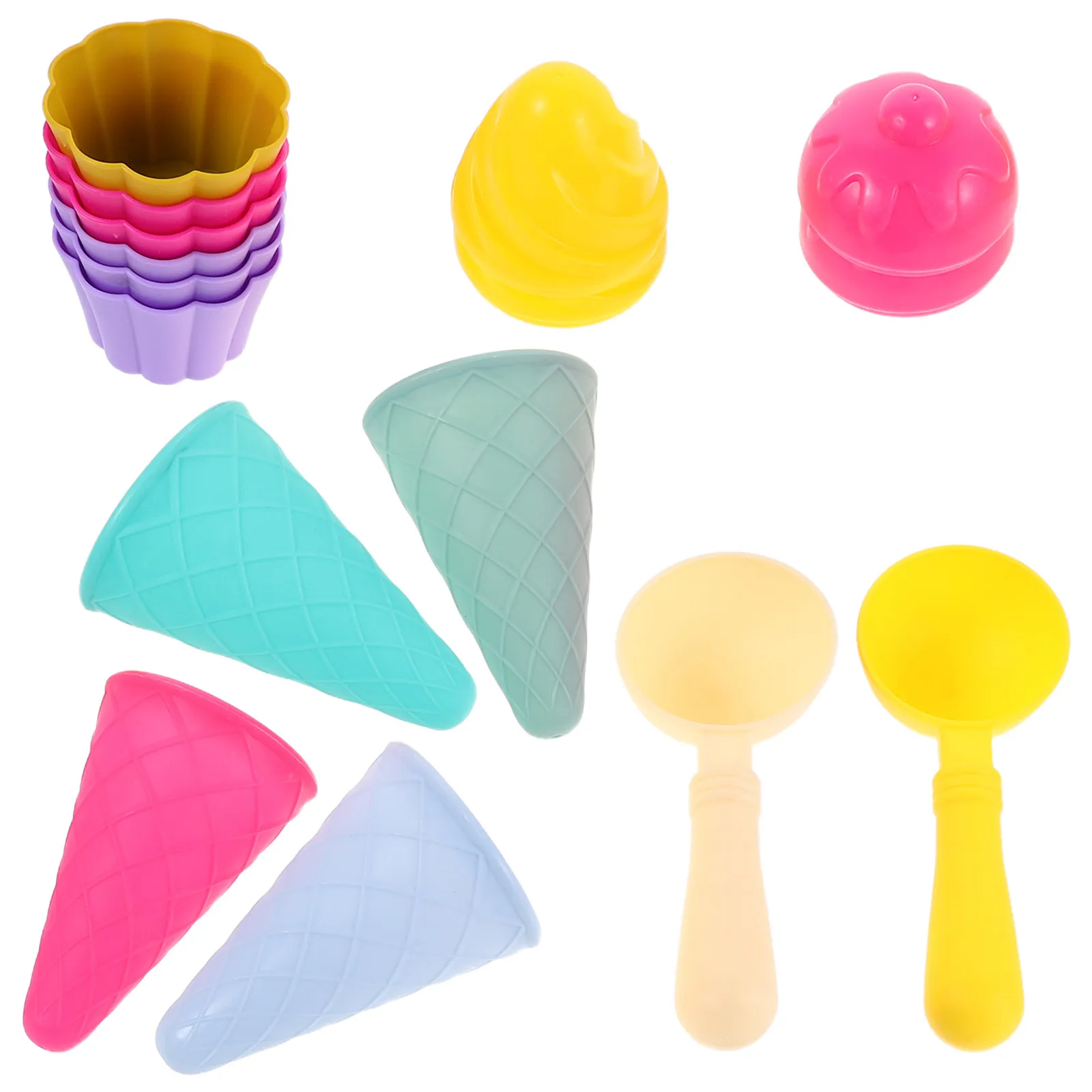 

3Set Beach Ice Cream Cone Scoop Sand Play Set Kids Plastic Ice Cream Cup Outdoor Seaside Play Scoop Cones Toys