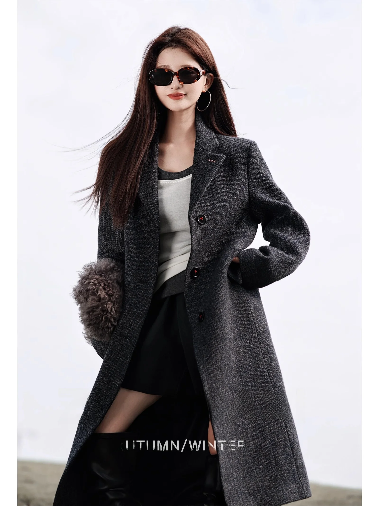 

Ele ort Костюм Jaet 'tle Coat' от Zhao DaXi Crtsmanip Lazy Feel Wool Blend Long Sve Busin Casual Sle