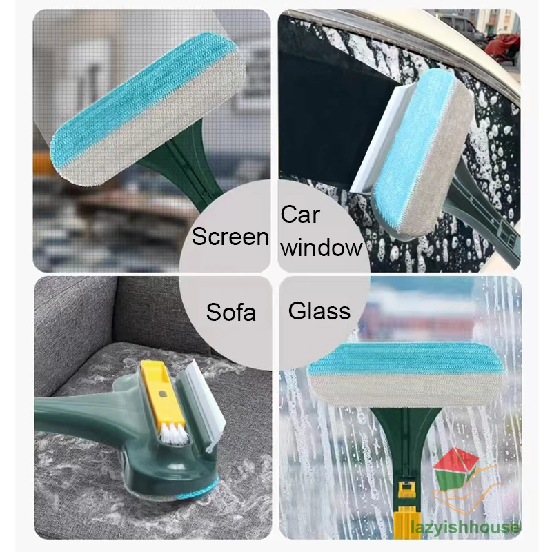 Glass Cleaning Tools Double-sided Telescopic Rod Window Cleaner Mop Squeegee Wiper Long Handle Brush kitchen accessories