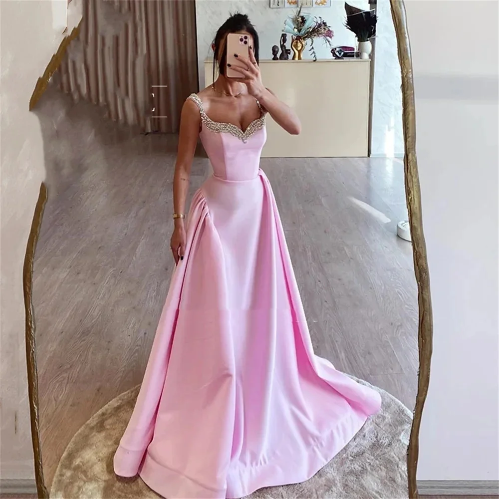 Women Yellow Prom Dress Shiny Sequin Sleeveless A-Line Satin Ankle-Length Wedding Party Dress New Long Formal Evening Dress