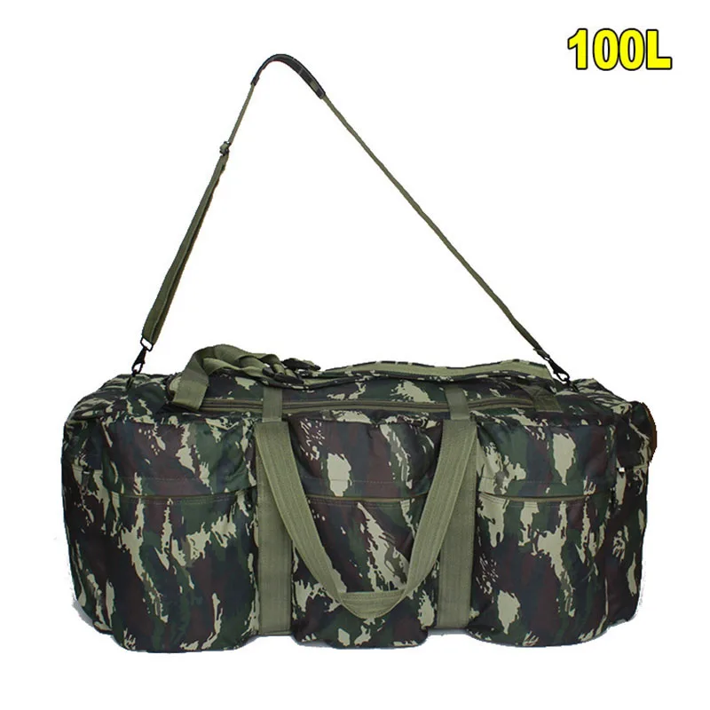 100L Large Square Camping Handbag Tent Storage Bags Outdoor Nylon Waterproof Camouflage Travel Bag Tactical Backpack