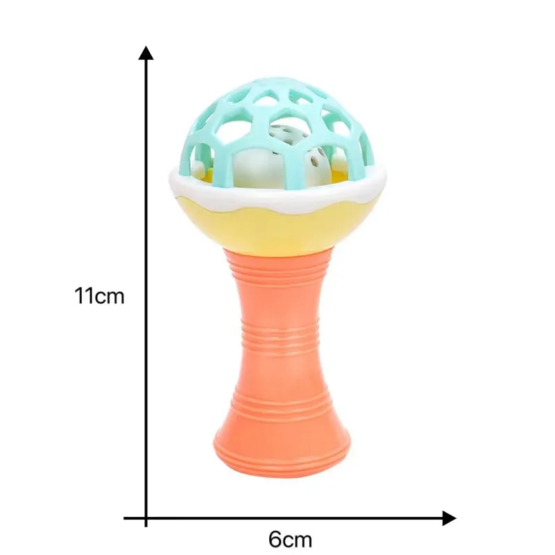 아기 핸드벨 딸랑이 치발기 공, 신생아 어린이 선물, 소프트 실리콘 무료 교육, 0-12 개월 몬테소리 장난감