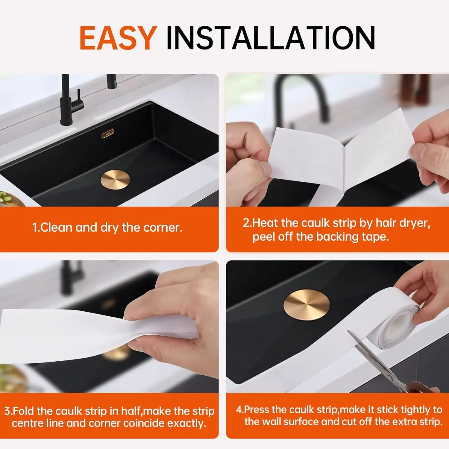 6cm Widened PVC Self-Adhesive Tape Waterproof Mold Proof Sealing Tape Oil-Proof Seal Covering Strips For Kitchen Bathroom