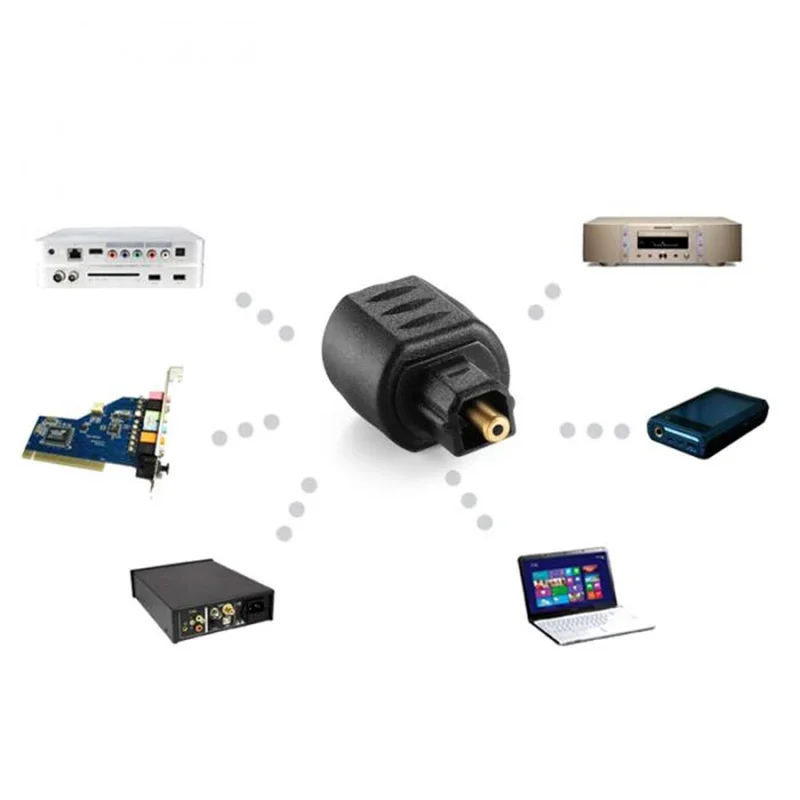 Negro óptico Mini conector Adaptador de Audio Jack de 3,5mm hembra a macho Digital conector Toslink para reproductor de amplificador venta al por mayor