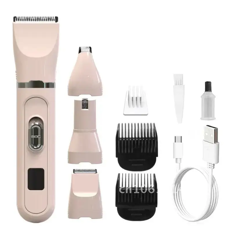 

4 in 1 Pet Electric Hair Clipper with 4 Blades Grooming For Cat Trimmer Recharge Haircut Dogs Nail Grinder Professional