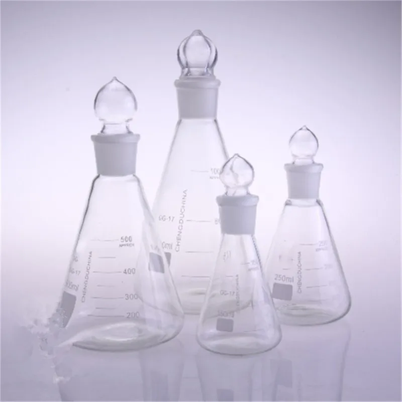 Thick Walled Conical Flask With Stopper Erlenmeyer Flask For Chemistry Laboratory 50-1000ml