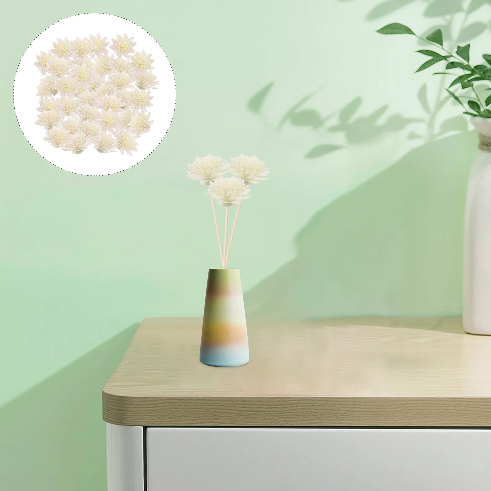

100pcs Diffuser Chrysanthemum Flowers Aromatherapy Accessories for Essential Oil Black Artificial PE Material