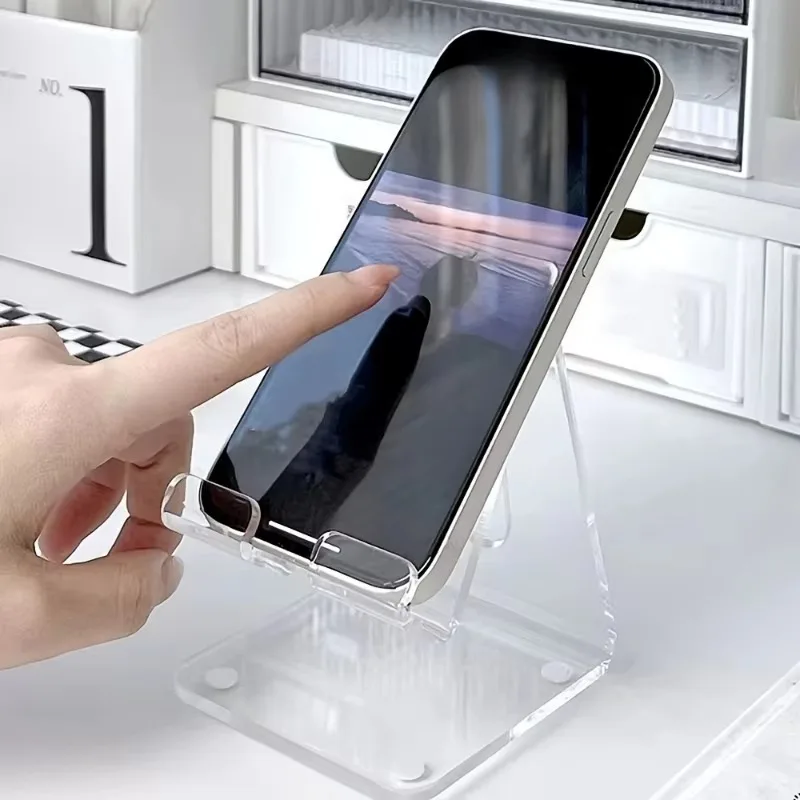 1 Simple Style Acrylic Transparent Desktop Mobile Phone Stand  One Must have Creative Thickened Stand in The Dormitory