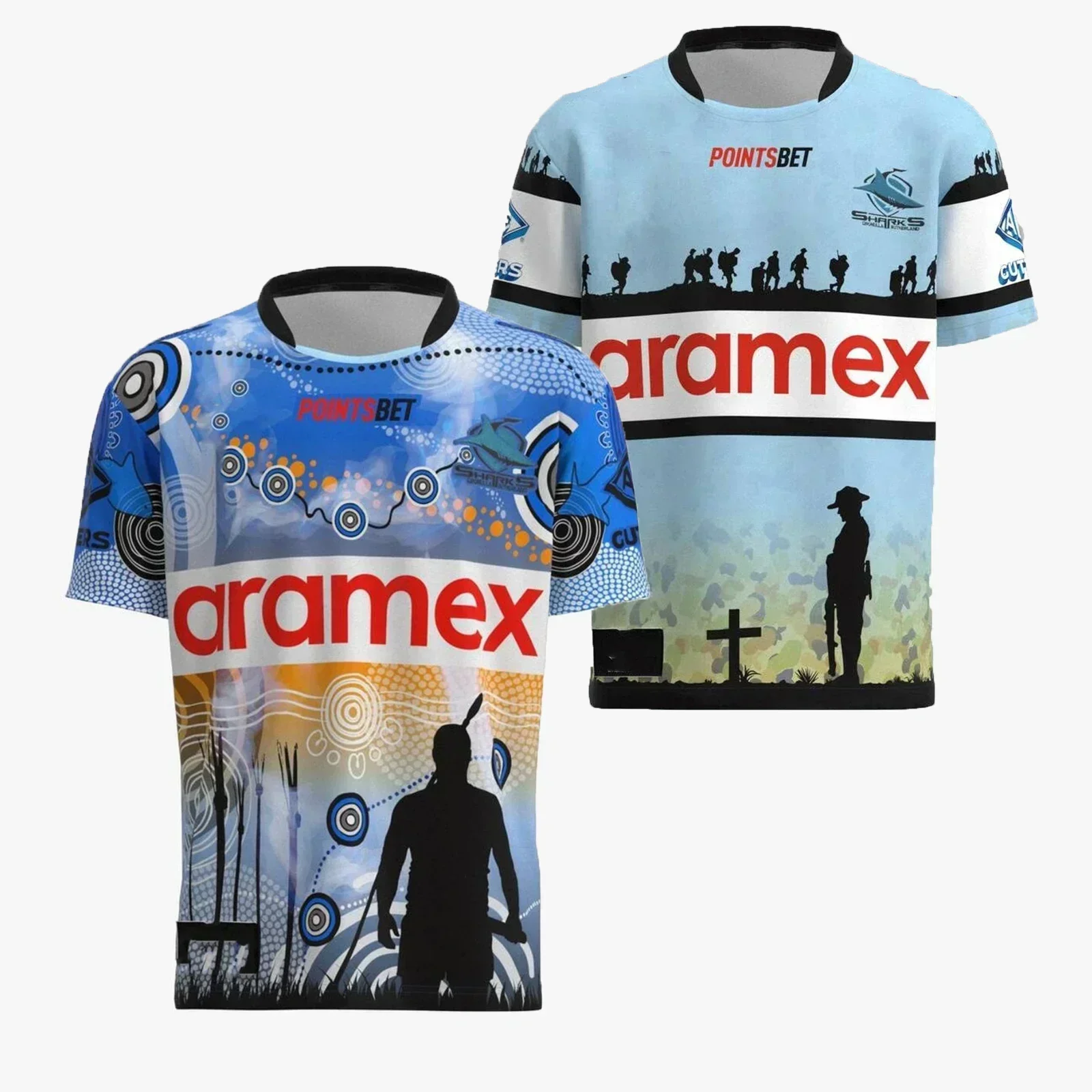 

2023 Cronulla-Sutherland Sharks Men's Replica Indigenous/ANZAC Rugby Jersey Customize