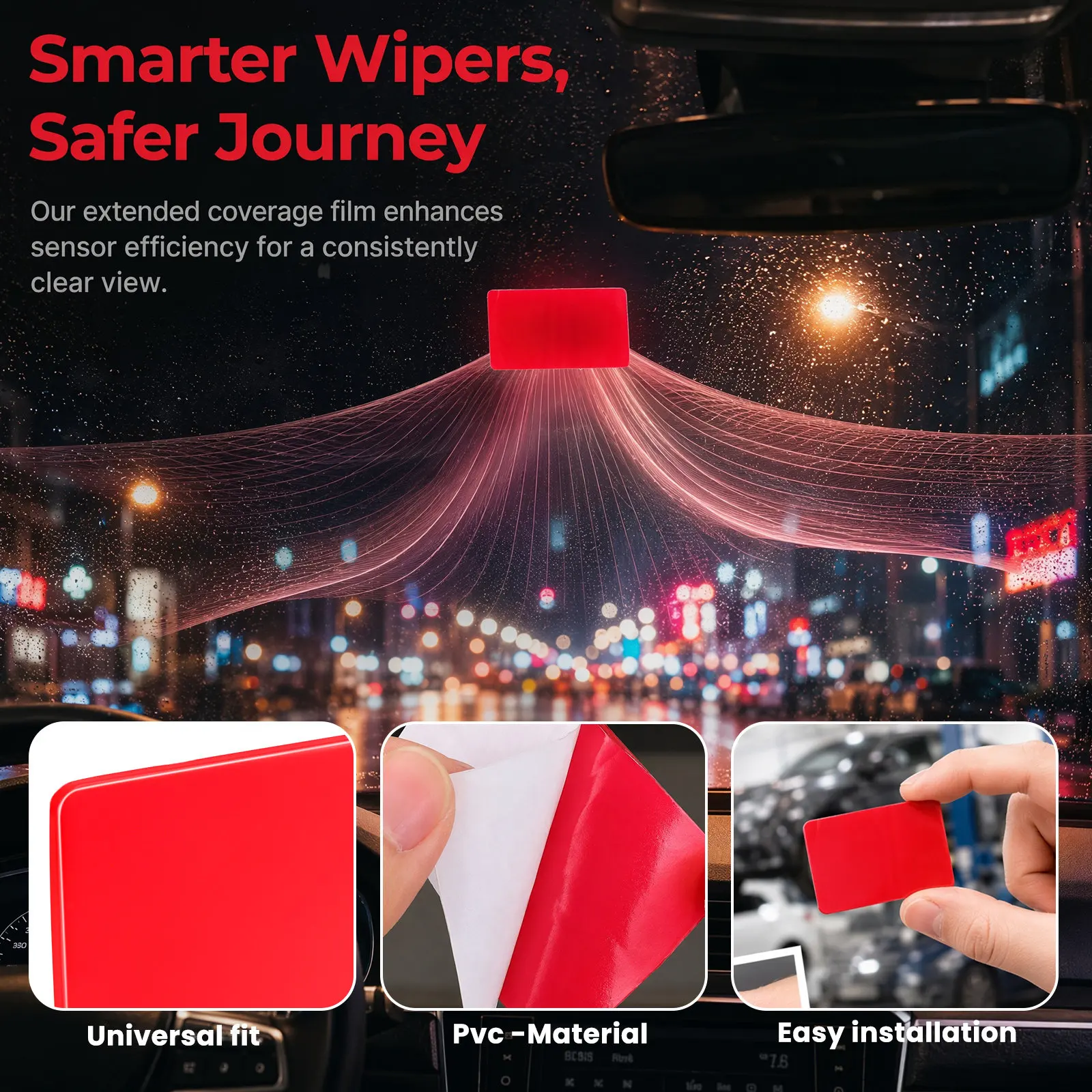 Windshield Rain Sensor Film Replacement Pad Universal Adhesive Round Design for Car Rain Sensing Wipers Enhanced Visibility