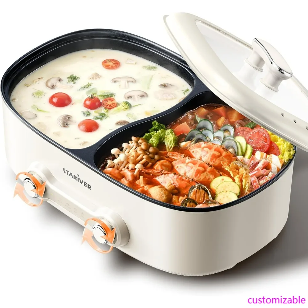 وعاء ساخن كهربائي سعة 7 لتر مع مقسم، وعاء شابو شابو مزدوج التحكم في درجة الحرارة بقدرة 1200 وات #1