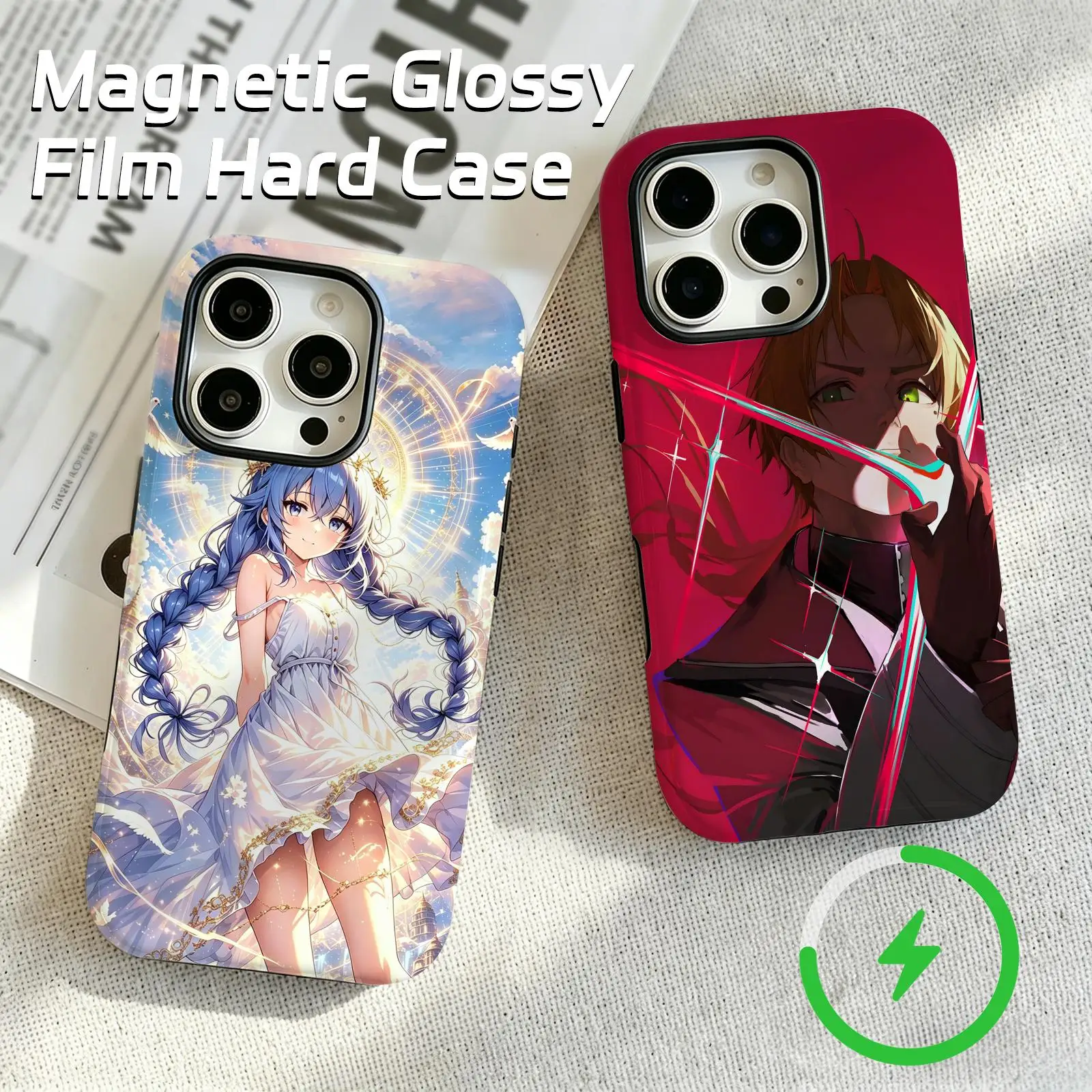 Coque de téléphone Mushoku Tensei pour iPhone 17 16 16e 15 14 13 12 Plus Pro Max, étui magnétique brillant avec film protecteur