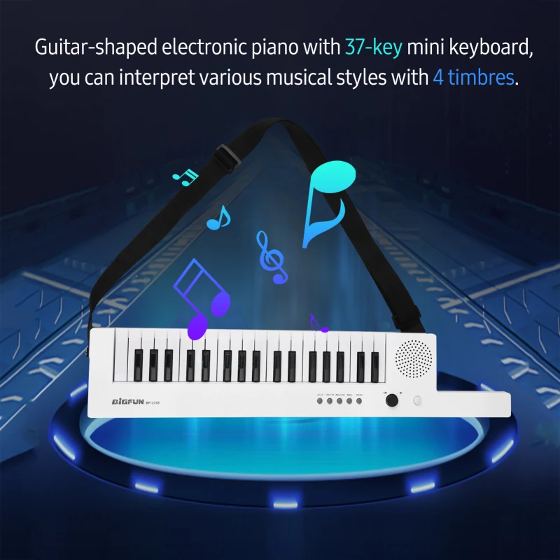 Guitar Electronic Piano with Mini Keyboard 37-Key Electronic Keyboard Piano Rechargeable Children\' s Piano