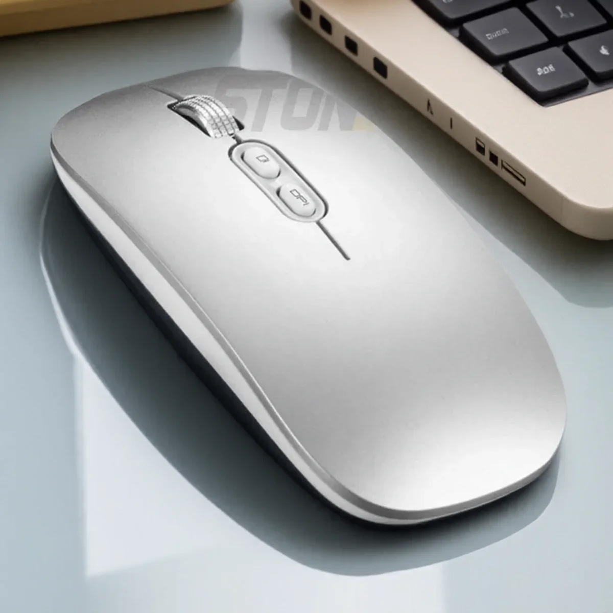 

2 4GHz Slim Wireless Mouse Rechargeable Silent Click with Nano USB Receiver Ergonomic Design Adjustable DPI