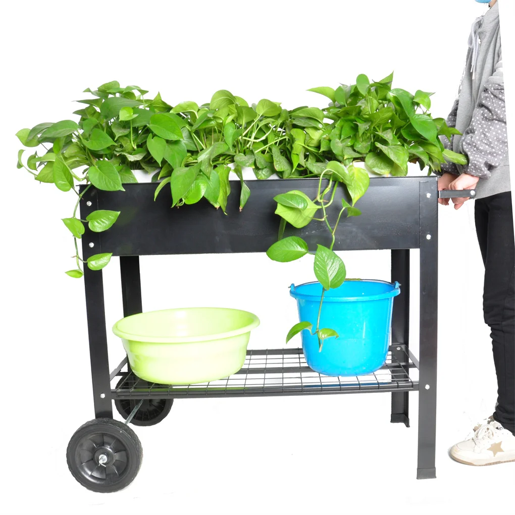 

Mobile Metal Raised Garden Bed Cart with Legs, Elevated Tall Planter Box with Wheels for Outdoor Indoors House Patio Backyard