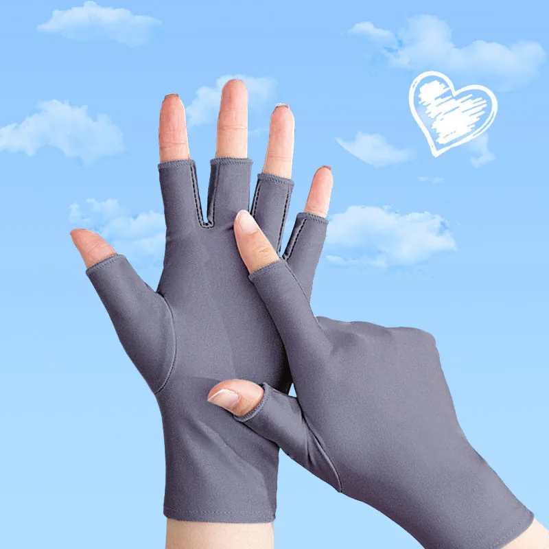 Women Half Finger Gloves Fingerless Spandex Gloves Tight Work Stretch Mittens Winter Drive Cycling Workout Hand Protector Purple