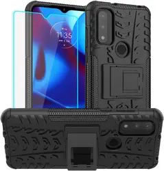 Moto G Pure Phone Case,Shockproof Hard Heavy Duty Stand Armour Case Cover for Moto G Power 2022,G Play With Screen Protector