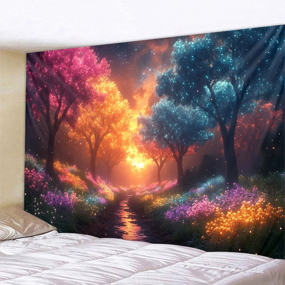 

Dreamy Landscape Wall Hanging Tapestry Waterfall Forest Night Hippie Living Room Decoration Aesthetic Home Decoration Cloth