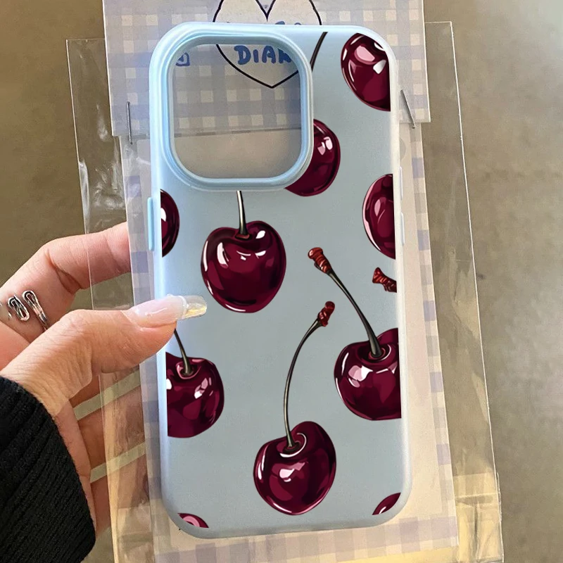 Custodia per telefono Red Cherry Jelly per Samsung Galaxy S25 S24 S23 S22 Ultra Plus FE A36 A35 A54 A16 A56 A17 A07 5G Cover rigida solida