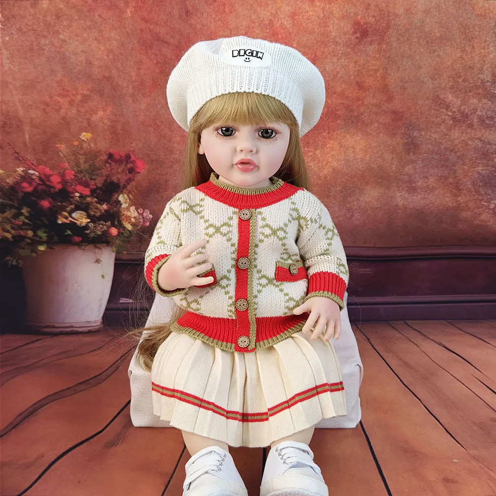 55cm 22inch Baby Soft Body Realistic Newborn Baby Dolls  Full Vinyl Silicone Real Toddler Girl Lifelike Doll Toy birthday gifts