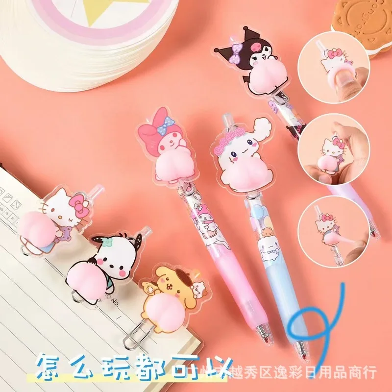 Imagem -04 - Decompression Roller Ball For Kids Sanrio Cinnamoroll Kuromi Pochacco Preto Bunda Macia Papelaria Estudante Presentes 0.5 mm