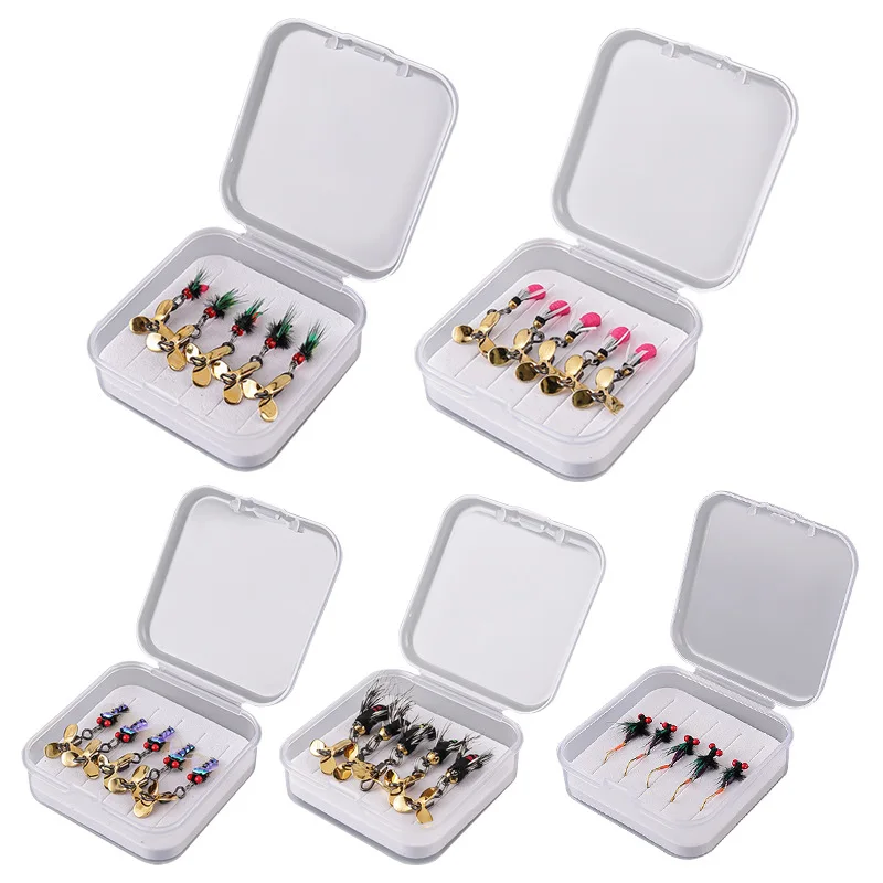 Gefälschte Köder Angeln Lure5PCSPoison Moskito Klapperschlange Leuchtende Eis Seide Garnelen Fliegen Köder Set Nymphe Micro Köder Nachahmung Fisch Köder