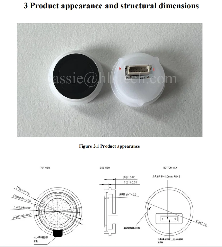 Imagem -06 - Kit Módulo de Processamento de Impressão Digital Semicondutor Tudo-em-um Alto Desempenho Baixa Potência Riscv Core Running 360 Graus Hlk-zw101