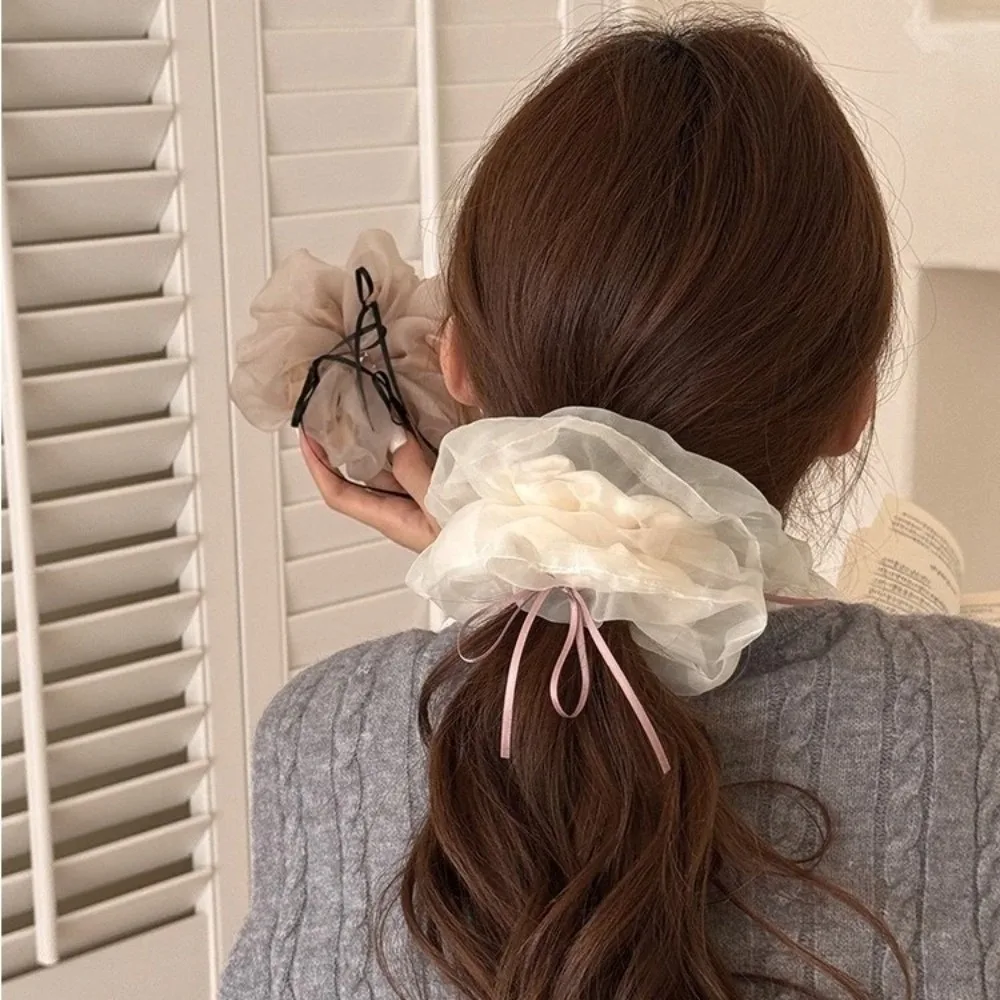 Hair Accories Yarn Knot Hair Ties Korean Style Ribbon Bowknot Bowknot Hair Rope Large Elastic Bow Scrunchie Girls